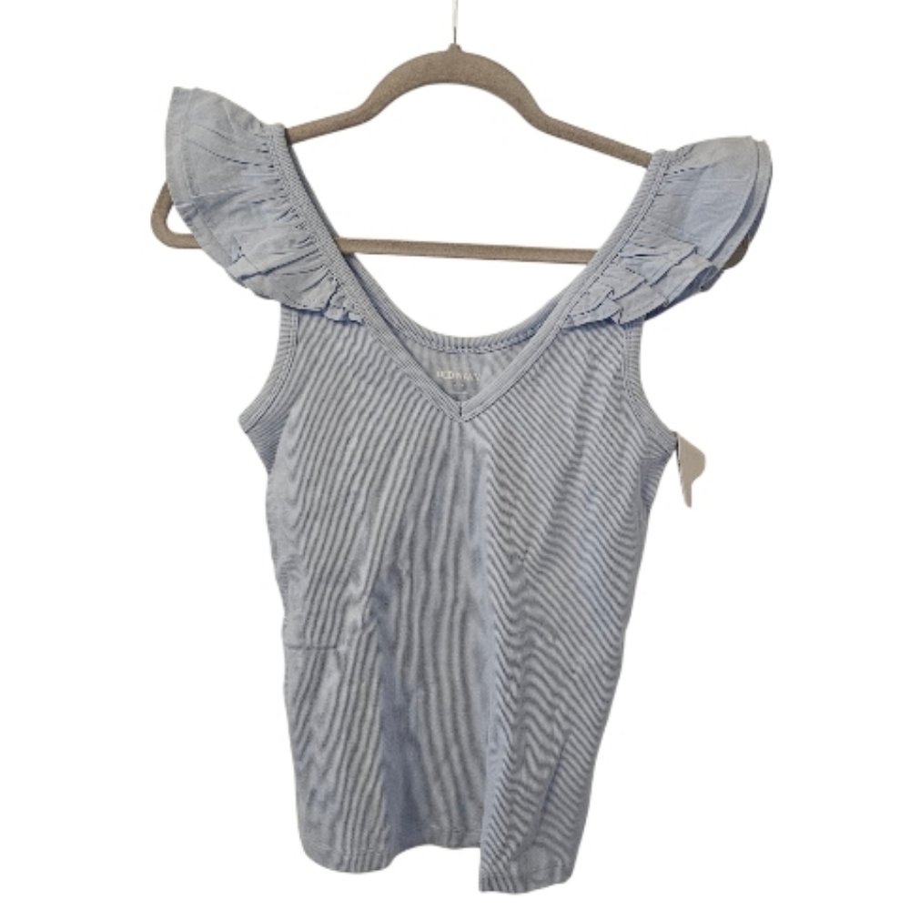 Blue Old Navy Women's Ruffle Trim Mixed Material Top